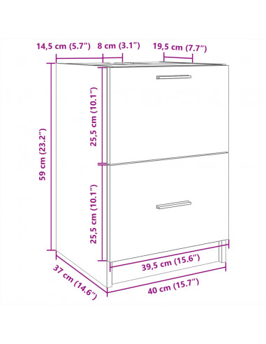 Mobile Lavabo Grigio Cemento 80x33x60 cm in Legno Multistrato