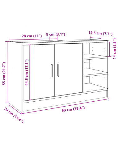 Mobile Lavabo Grigio Cemento 90x29x55 cm in Truciolare