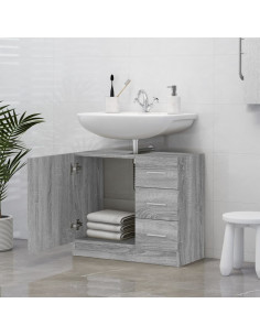 Mobile Lavabo Grigio Sonoma 63x30x54 cm in Legno Multistrato