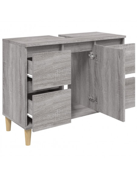 Mobile Lavabo Grigio Sonoma 80x33x60 cm in Legno Multistrato