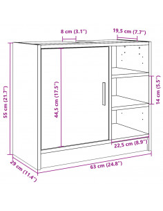 Mobile Lavabo Nero 63x29x55 cm in Truciolato