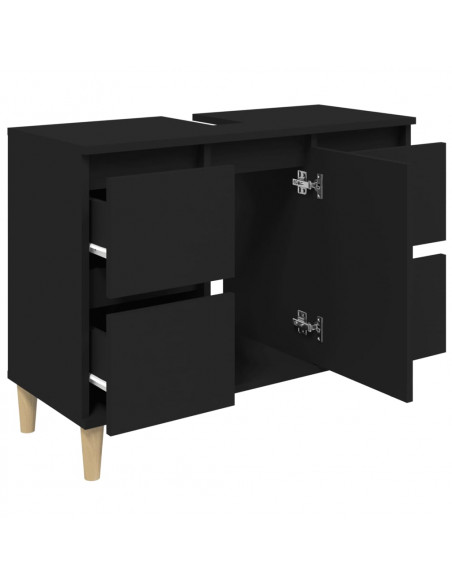 Mobile Lavabo Nero 80x33x60 cm in Legno Multistrato
