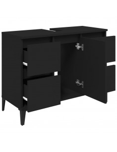 Mobile Lavabo Nero 80x33x60 cm in Legno Multistrato