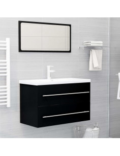 Mobile Lavabo Nero 80x38,5x48 cm in Legno Multistrato