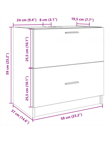 Mobile Lavabo Rovere Fumo 59x37x59 cm in Truciolare