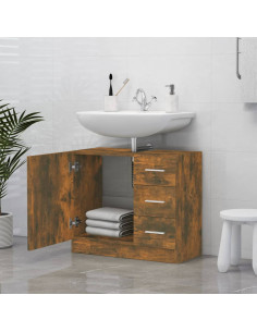 Mobile Lavabo Rovere Fumo 63x30x54 cm in Legno Multistrato