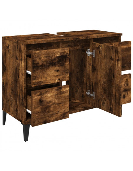Mobile Lavabo Rovere Fumo 80x33x60 cm in Legno Multistrato