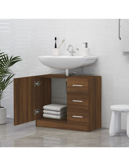 Mobile Lavabo Rovere Marrone 63x30x54 cm in Legno Multistrato