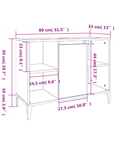 Mobile Lavabo Rovere Sonoma 80x33x60 cm in Legno Multistrato