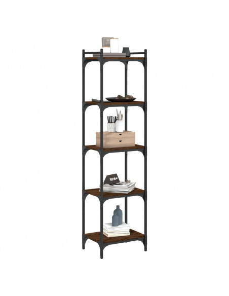 Libreria 5 Ripiani Rovere Marrone 40x30x154cm Legno Multistrato