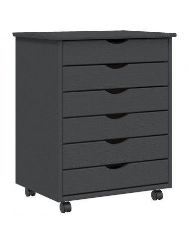 Armadietto Rotante con Cassetti MOSS Grigio Legno Massello Pino