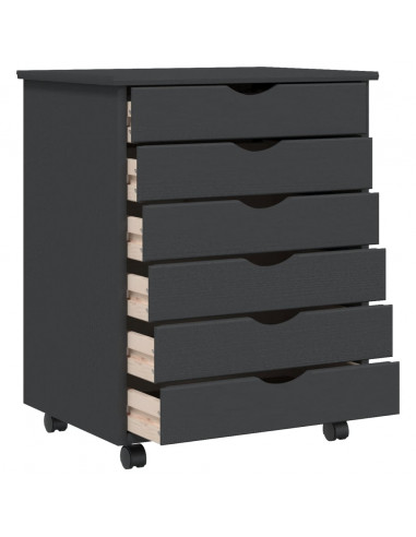 Armadietto Rotante con Cassetti MOSS Grigio Legno Massello Pino