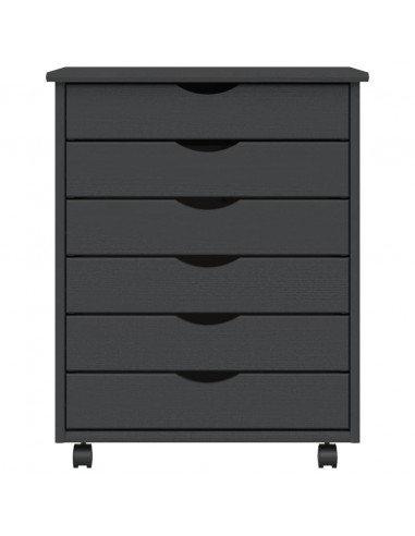 Armadietto Rotante con Cassetti MOSS Grigio Legno Massello Pino