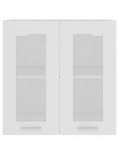 Mobile Pensile con Vetro Bianco 60x31x60 cm Legno Multistrato