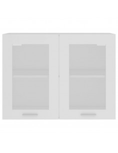 Mobile Pensile con Vetro Bianco 80x31x60 cm Legno Multistrato