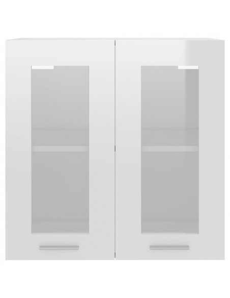 Mobile Pensile con Vetro “Lyon” Bianco Lucido 60x31x60 cm