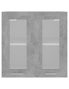 Mobile Pensile con Vetro Grigio Cemento 60x31x60 cm Multistrato