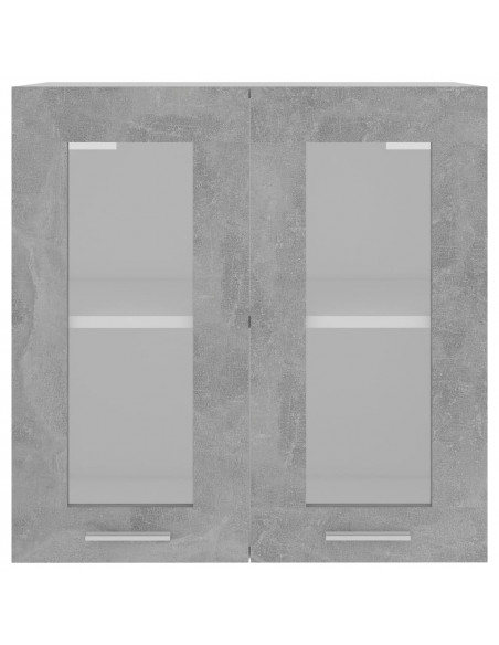 Mobile Pensile con Vetro Grigio Cemento 60x31x60 cm Multistrato