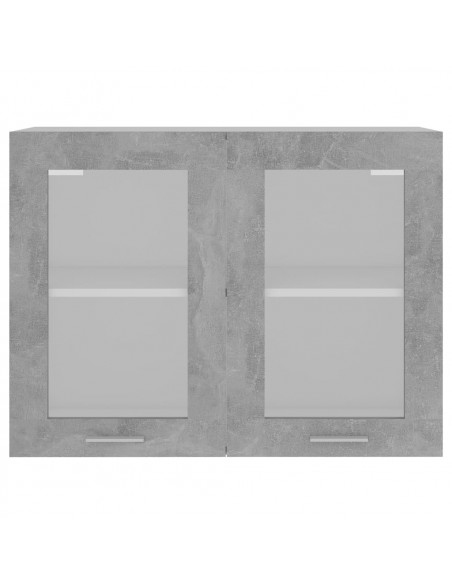 Mobile Pensile con Vetro Grigio Cemento 80x31x60 cm Multistrato