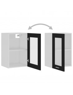 Mobile Pensile con Vetro Nero 40x31x60 cm in Legno Multistrato