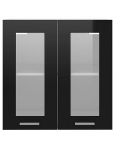 Mobile Pensile con Vetro Nero 60x31x60 cm in Legno Multistrato