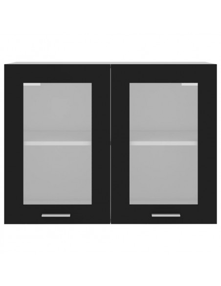 Mobile Pensile con Vetro Nero 80x31x60 cm Legno Multistrato