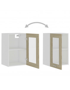 Mobile Pensile con Vetro Rovere Sonoma 40x31x60 cm Multistrato