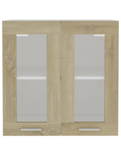 Mobile Pensile con Vetro Rovere Sonoma 60x31x60 cm Multistrato