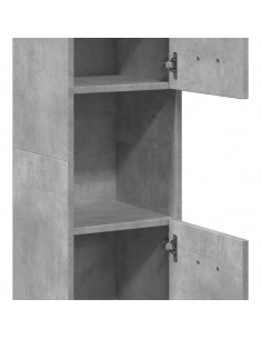 Mobile Pensile da Bagno Grigio Cemento 30x30x130cm Truciolato