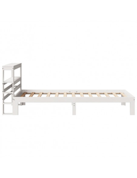 Giroletto con Testiera Bianco 90x200 cm Legno Massello di Pino