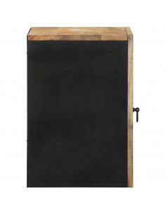 Mobile Pensile da Bagno Nero 38x33,5x48 cm Legno Massello Mango