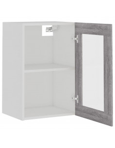 Mobile Pensile Vetro Grigio Sonoma 40x31x60cm Legno Multistrato