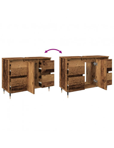 Mobile da Bagno Legno Antico 80x33x60 cm in Legno Multistrato