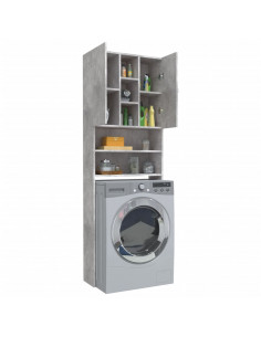 Mobile per Lavatrice Grigio Cemento 64x25,5x190 cm