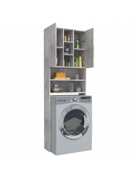 Mobile per Lavatrice Grigio Cemento 64x25,5x190 cm