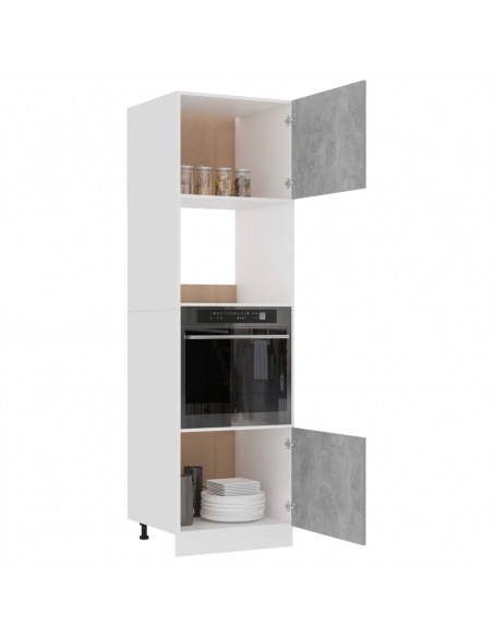 Mobile per Microonde Grigio Cemento 60x57x207 cm Multistrato