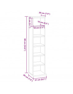 Mobile Porta CD Grigio Cemento 21x20x88 cm in Legno Multistrato