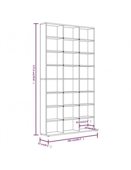 Mobile Porta CD Grigio Sonoma 102x23x177,5 cm Legno Multistrato
