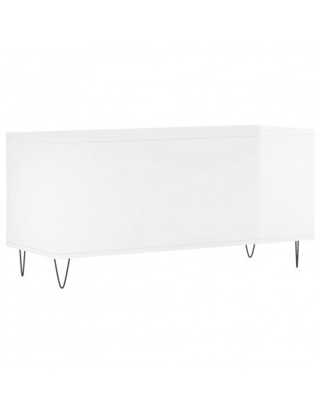 Mobile Porta Dischi Bianco Lucido 100x38x48cm Legno Multistrato