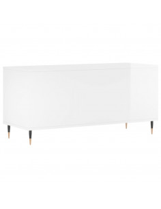 Mobile Porta Dischi Bianco Lucido 100x38x48cm Legno Multistrato