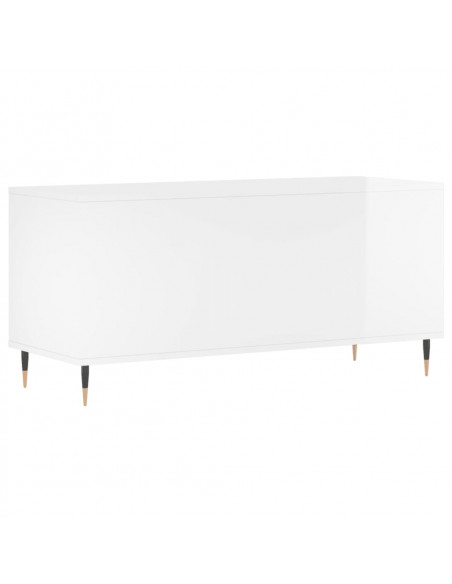 Mobile Porta Dischi Bianco Lucido 100x38x48cm Legno Multistrato