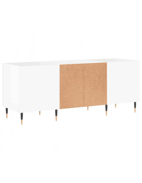 Mobile Porta Dischi Bianco Lucido 121x38x48cm Legno Multistrato
