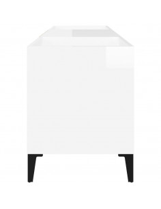 Mobile Porta Dischi Bianco Lucido 121x38x48cm Legno Multistrato