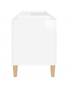 Mobile Porta Dischi Bianco Lucido 121x38x48cm Legno Multistrato