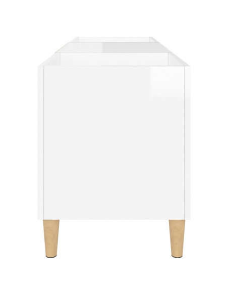 Mobile Porta Dischi Bianco Lucido 121x38x48cm Legno Multistrato