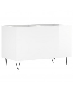 Mobile Porta Dischi Bianco Lucido 74,5x38x48 Legno Multistrato