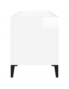 Mobile Porta Dischi Bianco Lucido 74,5x38x48 Legno Multistrato