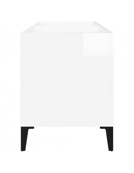 Mobile Porta Dischi Bianco Lucido 74,5x38x48 Legno Multistrato