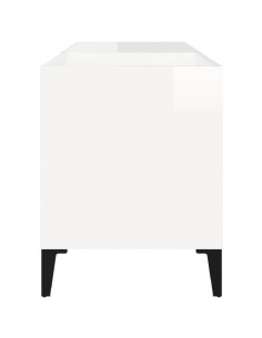 Mobile Porta Dischi Bianco Lucido 84,5x38x48 Legno Multistrato