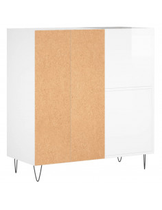 Mobile Porta Dischi Bianco Lucido 84,5x38x89 Legno Multistrato